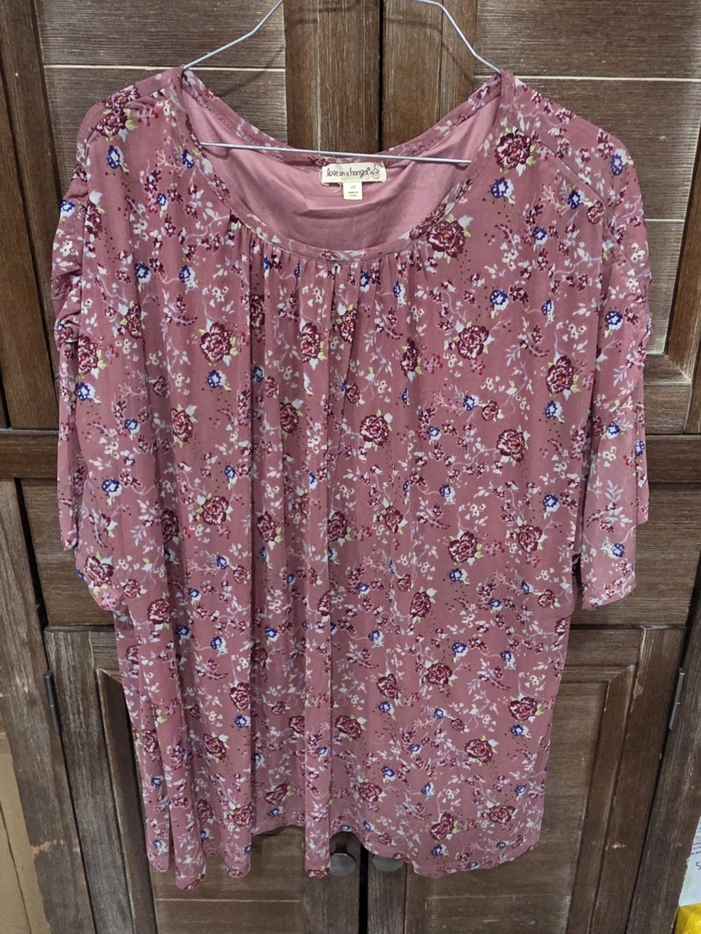 Love On A Hanger Women's Plus Size 2X Blouse W/lining Purple Print...